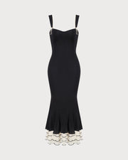 The Black Sweetheart Neck Bodycon Slip Maxi Dress