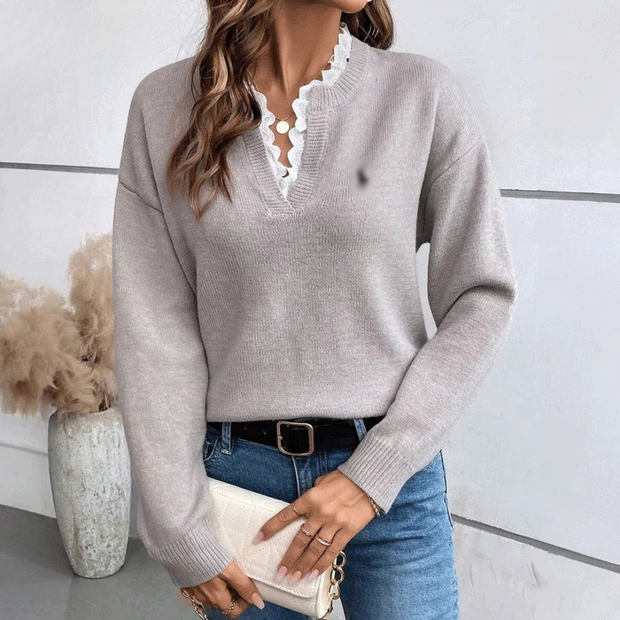 Elegant Lace Trim Sweater