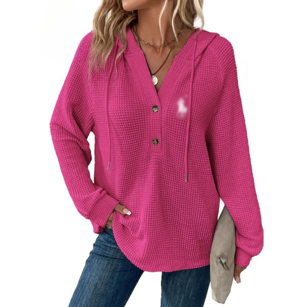 Waffle Knit Henley Hoodie