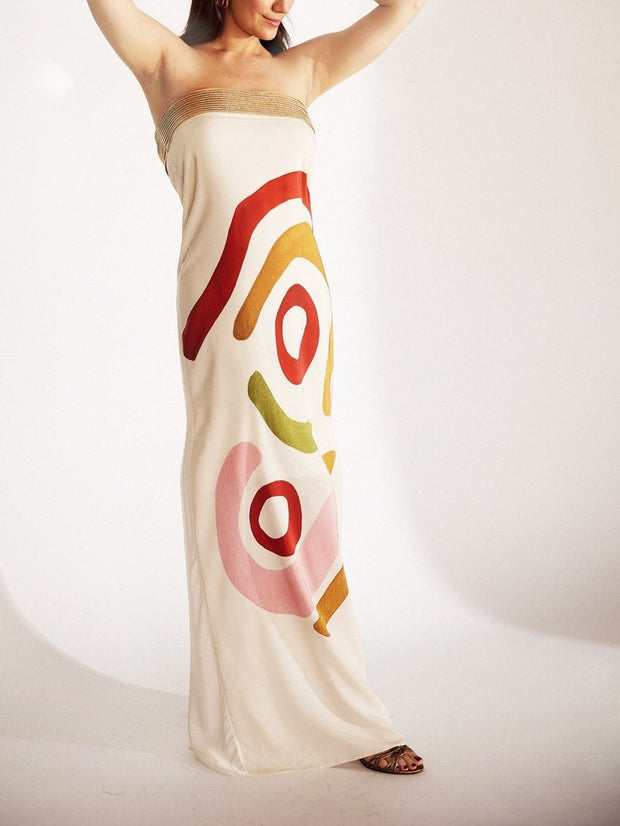 Unique Print Spotted Midi Dress