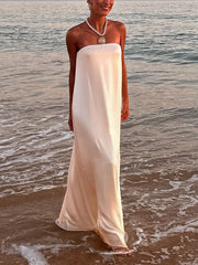Elegant Satin Evening Gown Maxi Dress