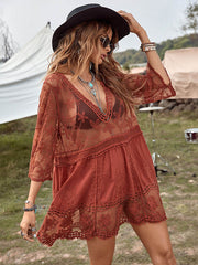 Loose Lace Beach Vacation Bikini Cover-Up Dress