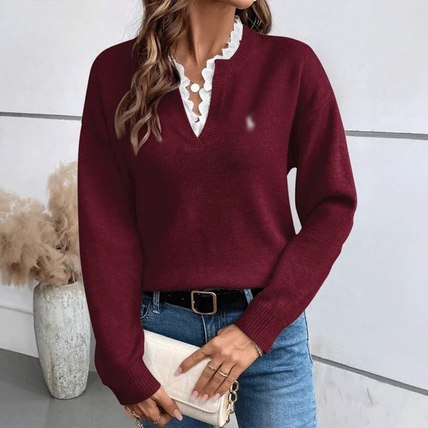 Elegant Lace Trim Sweater