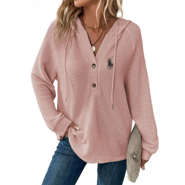 Waffle Knit Henley Hoodie