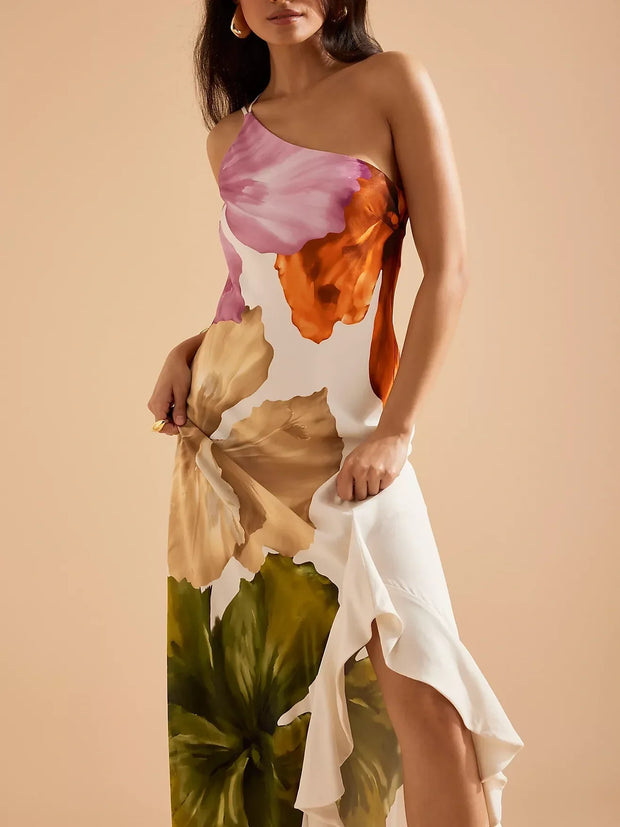 One-Shoulder Maxi Slip Dress