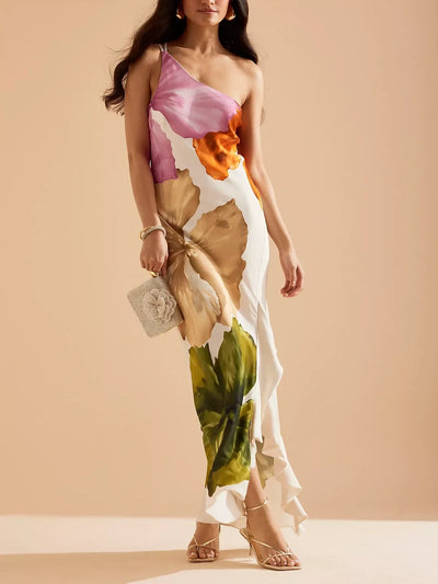 One-Shoulder Maxi Slip Dress