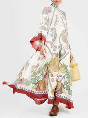 Hand-Placed Ebony Print Maxi Dress