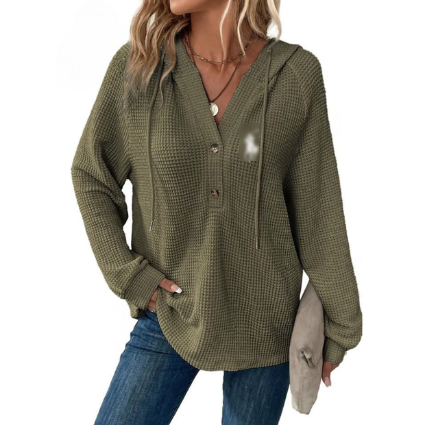 Waffle Knit Henley Hoodie