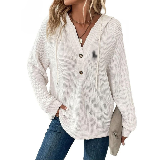 Waffle Knit Henley Hoodie