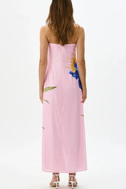 Special Night Sequin Floral Print Off Shoulder A-line Maxi Dress