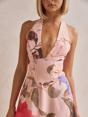 Plunging V-Neckline Maxi Dress