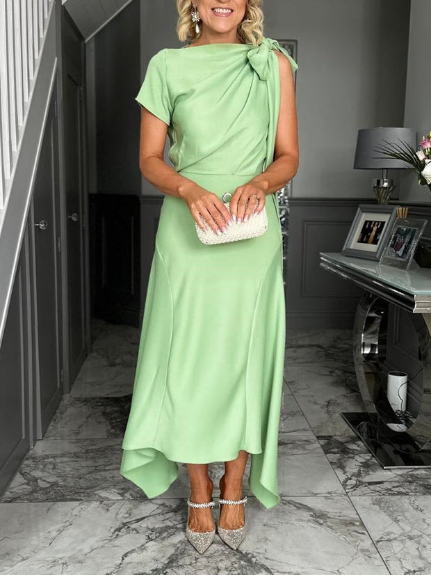 Elegant Cowl Neck Asymmetrical Formal Dress